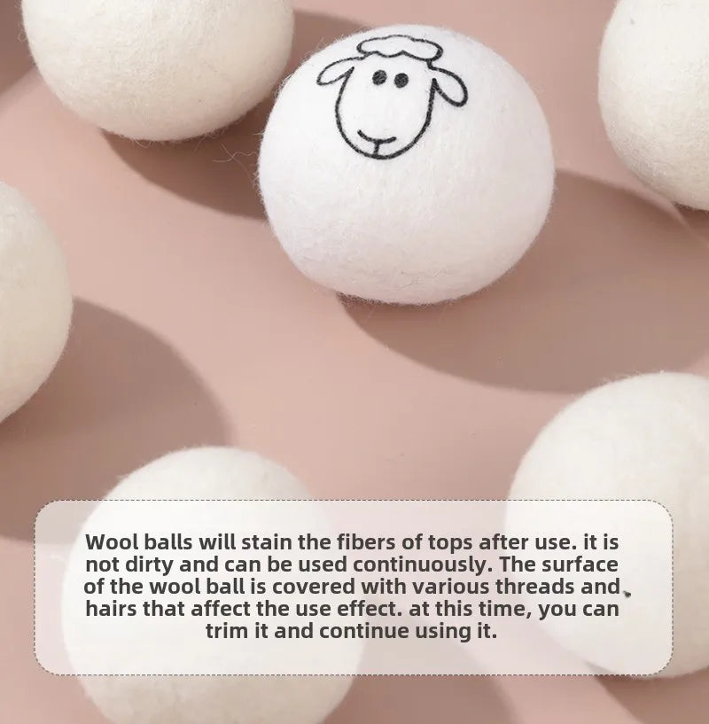 "1/6pcs Eco-Friendly Wool Dryer Balls - Natural Fabric Softener, Reduce Static & Shorten Drying Time- Chemical-Free"