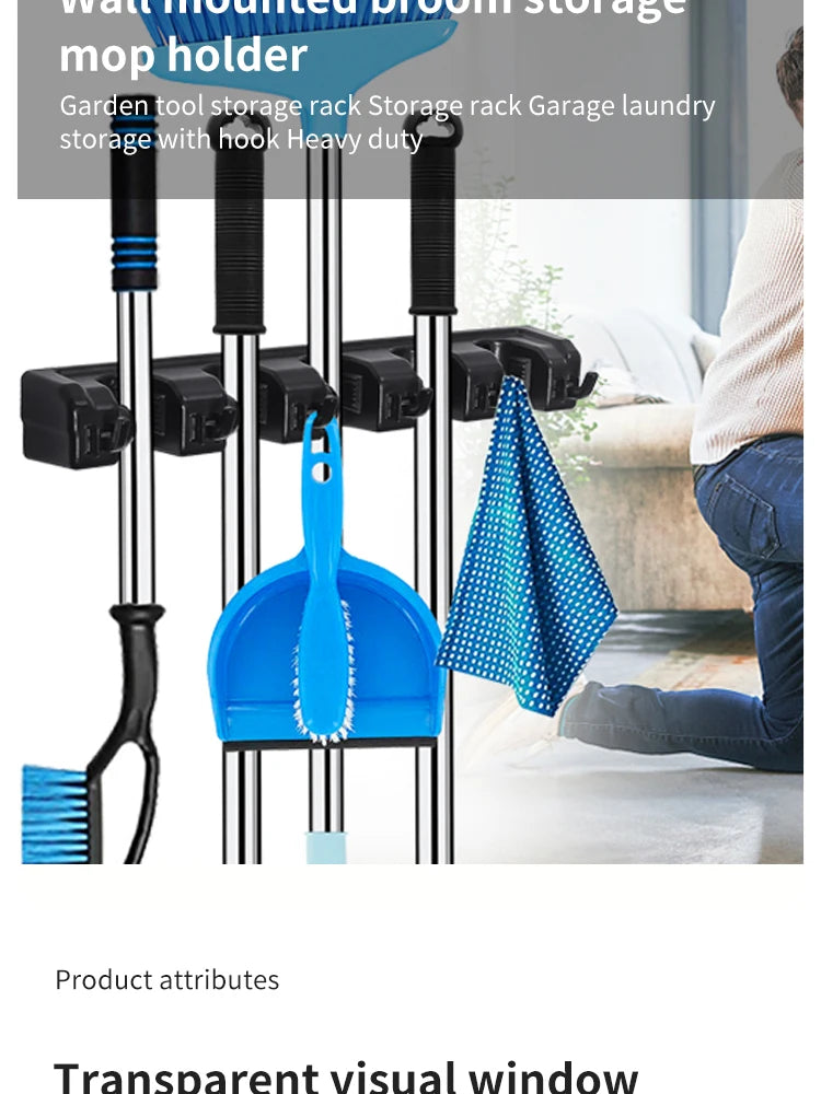 Multi-Functional Wall Mounted Mop Holder