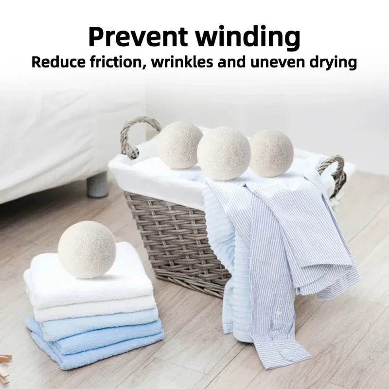 "1/6pcs Eco-Friendly Wool Dryer Balls - Natural Fabric Softener, Reduce Static & Shorten Drying Time- Chemical-Free"