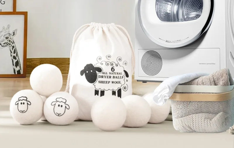"1/6pcs Eco-Friendly Wool Dryer Balls - Natural Fabric Softener, Reduce Static & Shorten Drying Time- Chemical-Free"