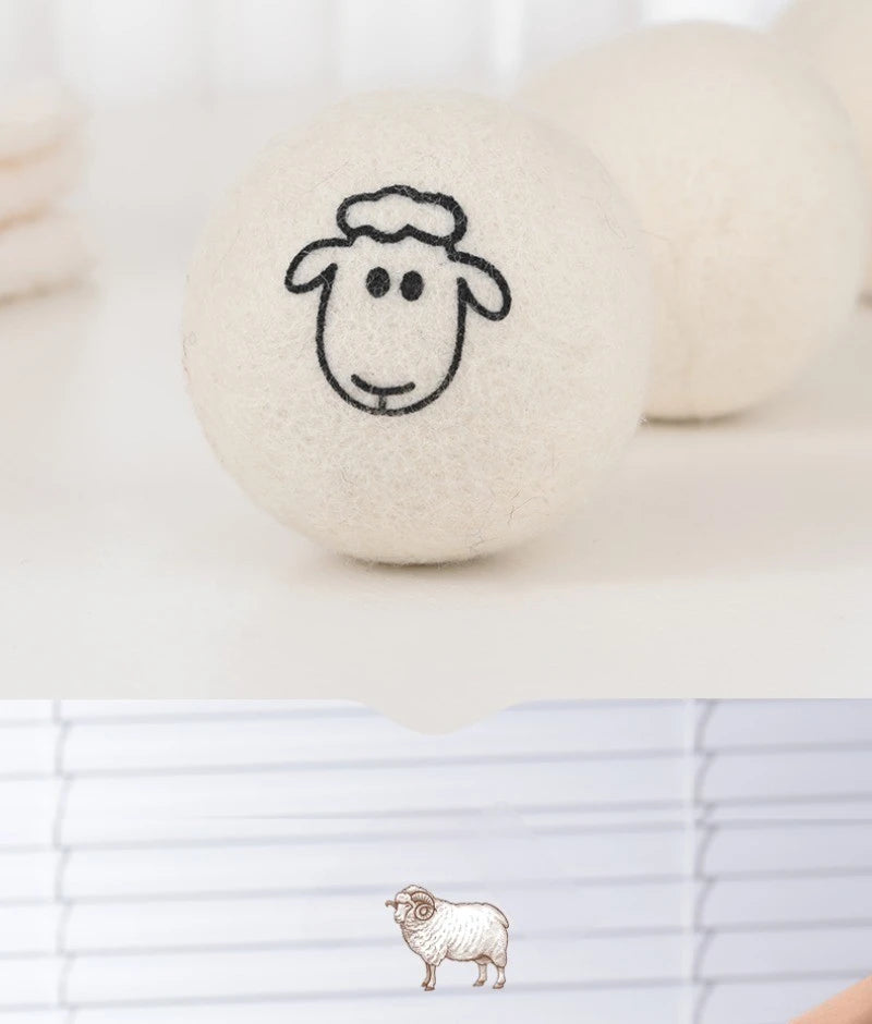 "1/6pcs Eco-Friendly Wool Dryer Balls - Natural Fabric Softener, Reduce Static & Shorten Drying Time- Chemical-Free"