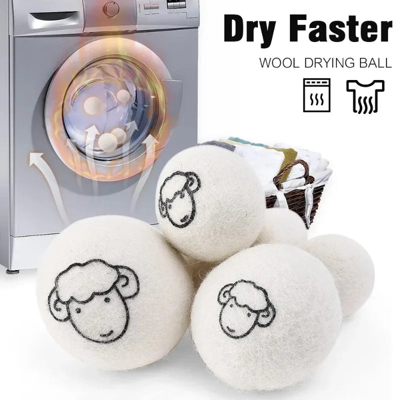 "1/6pcs Eco-Friendly Wool Dryer Balls - Natural Fabric Softener, Reduce Static & Shorten Drying Time- Chemical-Free"