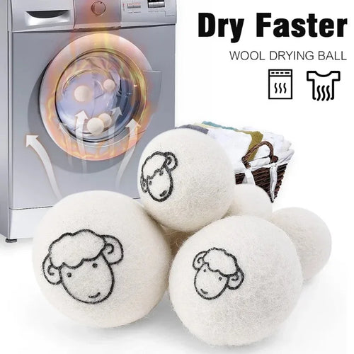 "1/6pcs Eco-Friendly Wool Dryer Balls - Natural Fabric Softener, Reduce Static & Shorten Drying Time- Chemical-Free"