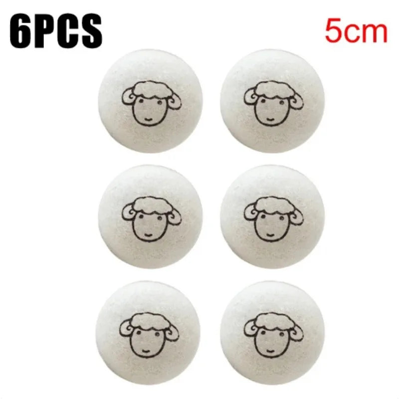"1/6pcs Eco-Friendly Wool Dryer Balls - Natural Fabric Softener, Reduce Static & Shorten Drying Time- Chemical-Free"