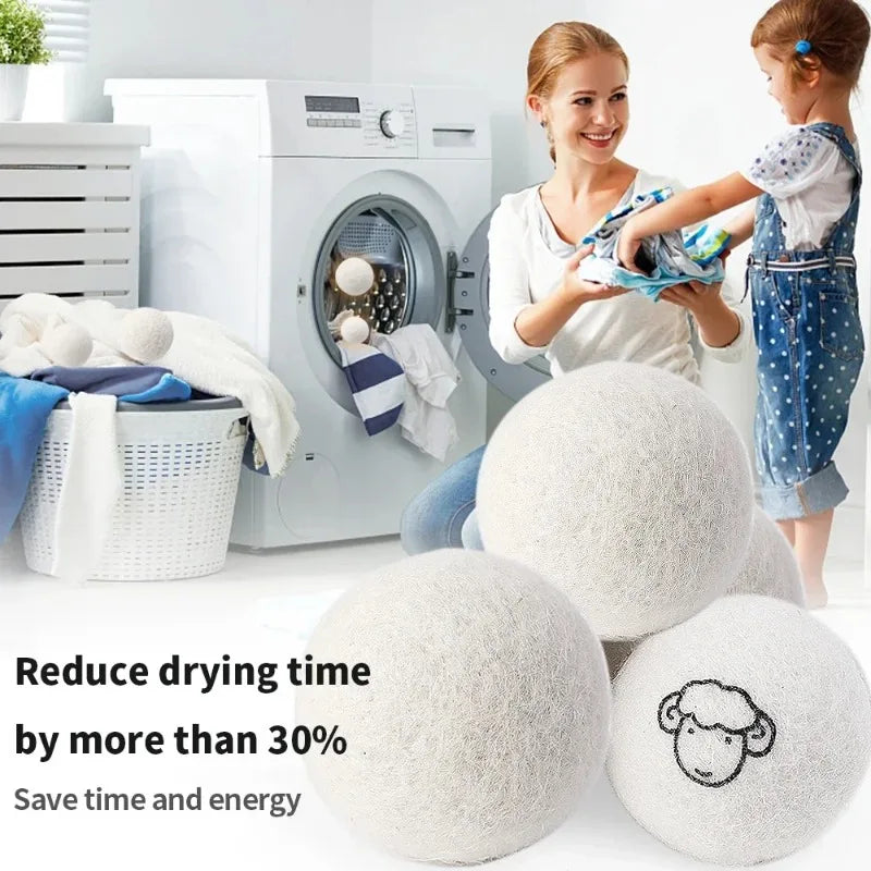 "1/6pcs Eco-Friendly Wool Dryer Balls - Natural Fabric Softener, Reduce Static & Shorten Drying Time- Chemical-Free"