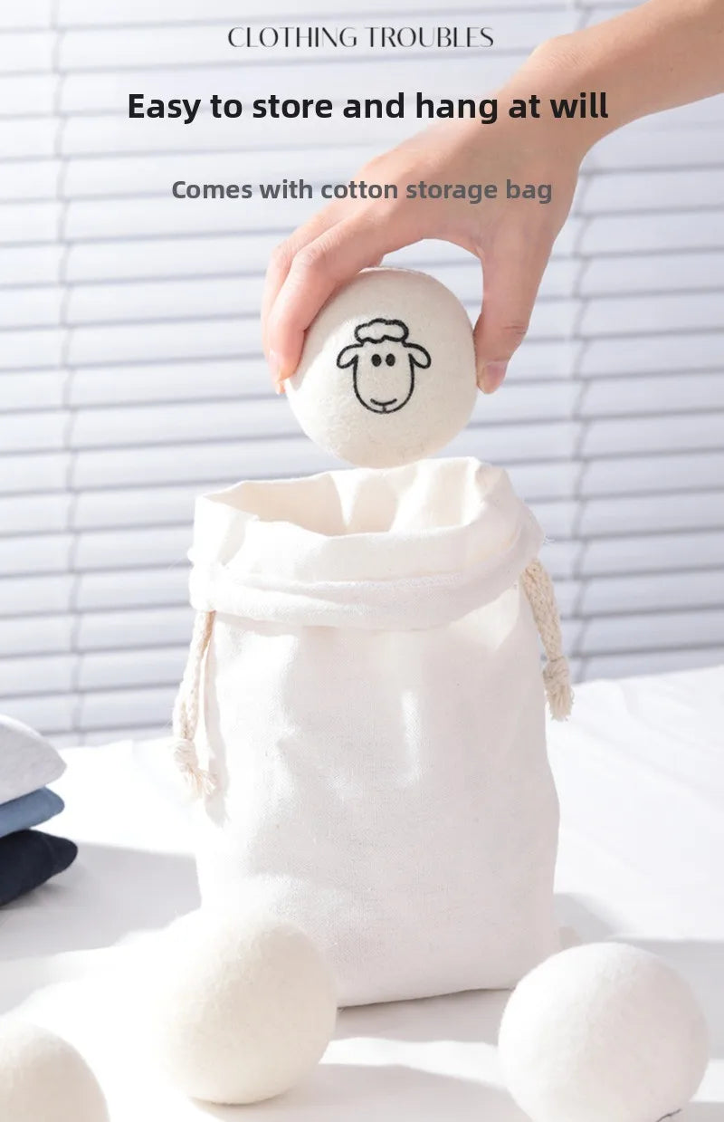 "1/6pcs Eco-Friendly Wool Dryer Balls - Natural Fabric Softener, Reduce Static & Shorten Drying Time- Chemical-Free"