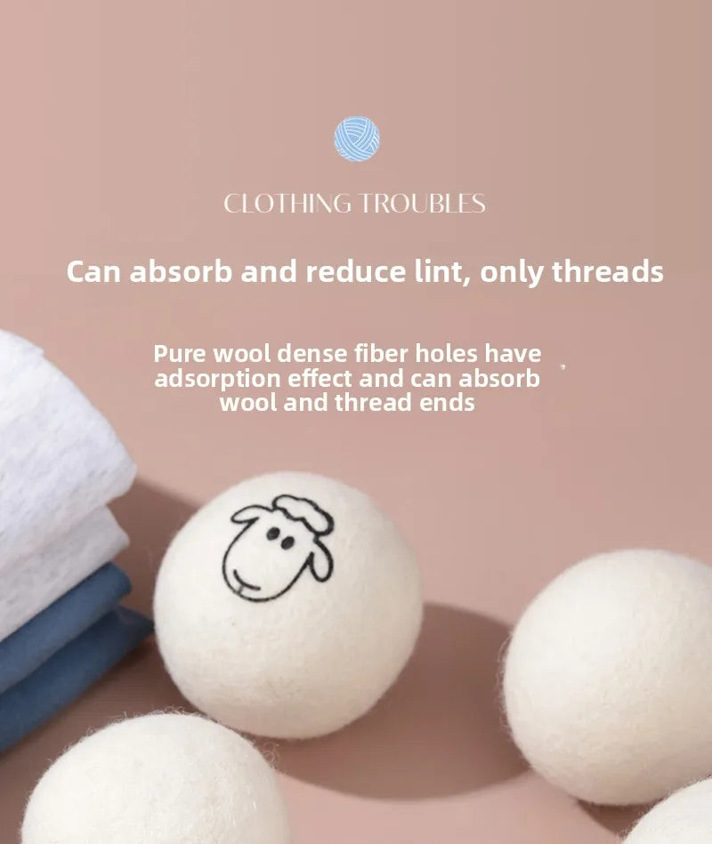"1/6pcs Eco-Friendly Wool Dryer Balls - Natural Fabric Softener, Reduce Static & Shorten Drying Time- Chemical-Free"