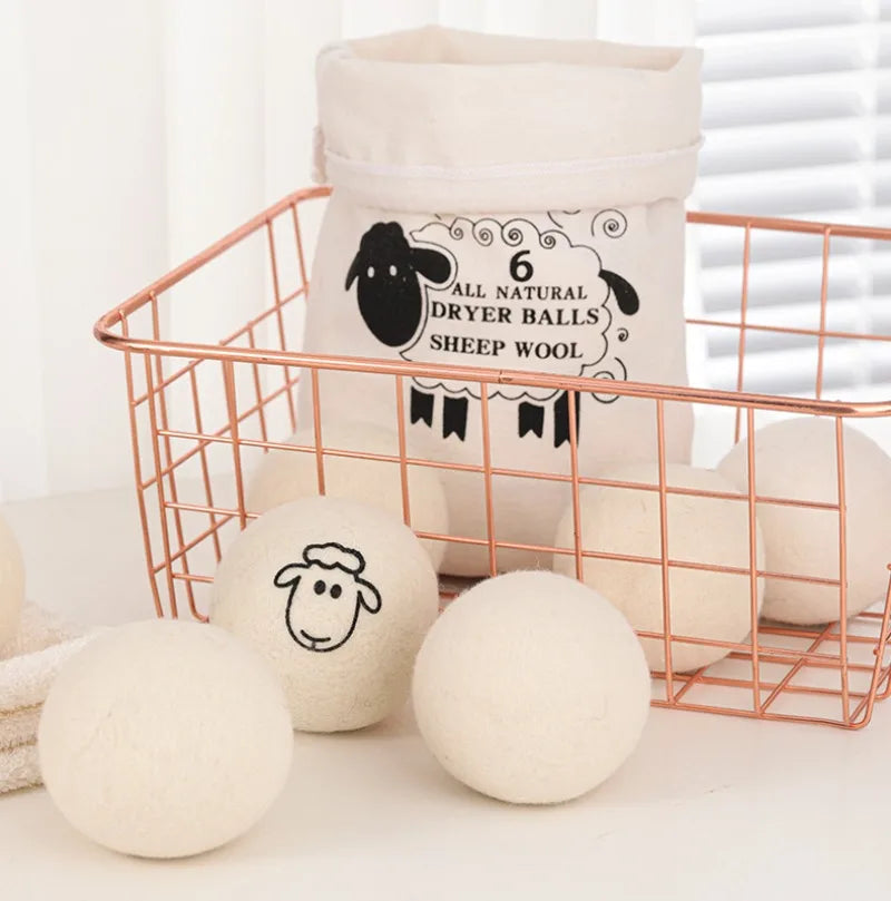 "1/6pcs Eco-Friendly Wool Dryer Balls - Natural Fabric Softener, Reduce Static & Shorten Drying Time- Chemical-Free"