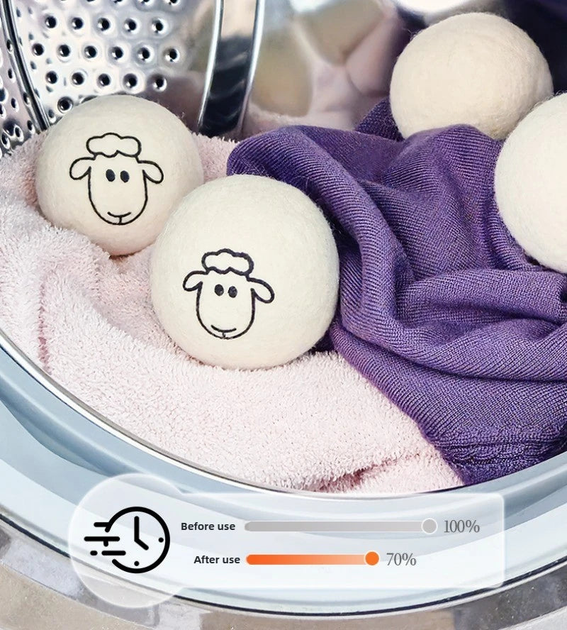 "1/6pcs Eco-Friendly Wool Dryer Balls - Natural Fabric Softener, Reduce Static & Shorten Drying Time- Chemical-Free"