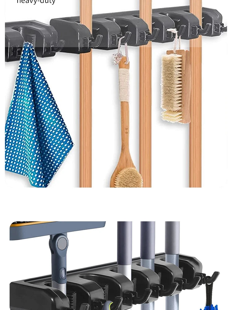Multi-Functional Wall Mounted Mop Holder